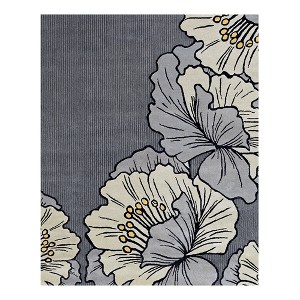 NICOLE MILLER NEW YORK Flora Grandeur Bloom Handcrafted Area Rug, Natural Wool Rug - 1 of 4