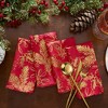Foil Woodland Holiday Fabric Napkins, Set of 4 - Red- 17x17 - Elrene Home Fashions - 2 of 3