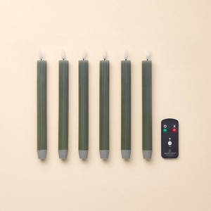 6pk Ribbed Flameless Taper Candles - Hearth & Hand™ with Magnolia - 1 of 3