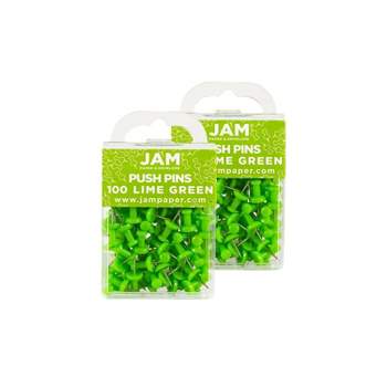 JAM Paper Colored Pushpins Lime Green Push Pins 2 Packs of 100 522416893A