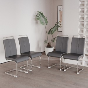 2-Pack Modern High-Back Dining Chairs with C-Shaped Metal Legs - 1 of 4