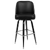 Emma and Oliver 2 Pack Metal Barstool with Swivel Black Vinyl Upholstered Bucket Seat and Footrest - 3 of 4