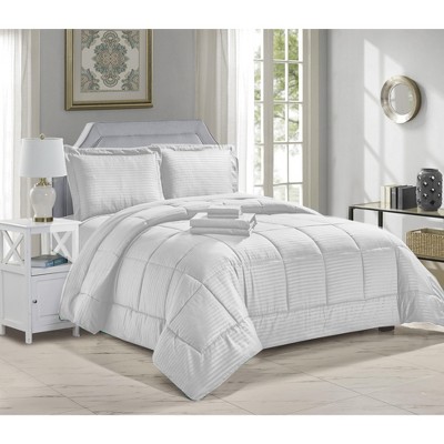 7-Pieces Sunvale Comforter Bedding Bed-In-A-Bag Set Yellow Grey White 