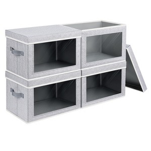 Aoibox Storage Boxes with Lids 4 Pack Large Fabric Bins Clear Window Handles Closet Organizer for Clothes Towels Blankets - 1 of 4