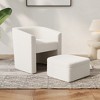 Accent chair white sofa chair one set, modern living room side chair, single sofa chair, footstool with storage, cream white - 3 of 4