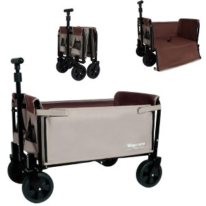 HTUTWOO Collapsible Wagons Carts Foldable with Bench Seat & Storage Compartment, Lightweight Shopping Cart, for Camping,Shopping,Gardening,Fishing - 1 of 4