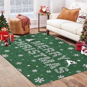 Fulvari Christmas Rug Holiday Merry Christmas Non-Slip Doormat Runner Rug Decorative Xmas Kitchen Floor Mat for Home Decoration - 1 of 4