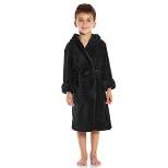 Leveret Kids Fleece Solid Color Hooded Robe