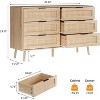 VINGIL 6 Drawer Rattan Dresser, Rattan Chest of Dressers, Modern Wooden Dresser Chest of Drawers - 2 of 4
