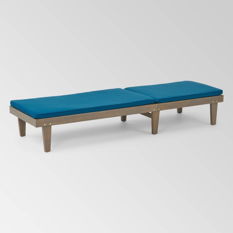 Nadine Gray Acacia Wood Chaise Lounge Gray/Blue - Christopher Knight Home, 6 of 9