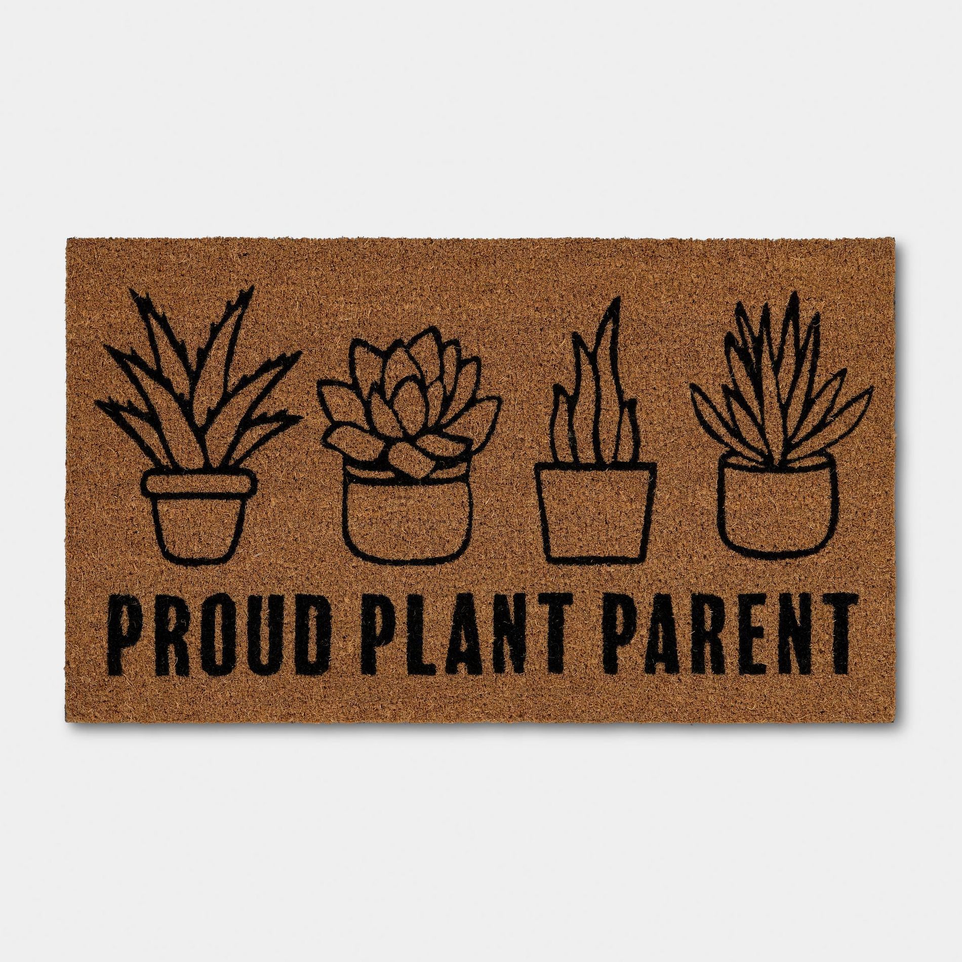 1'4"x2'4" Proud Plant Parent Rectangle Outdoor Door Mat Black - Room Essentials™