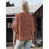 INSPIRE CHIC Women's Chiffon Floral Design Ruffled 3/4 Sleeve Round Neck Casual Blouse - 3 of 4