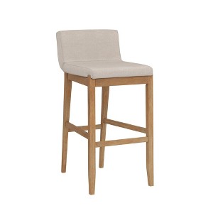 Nathan James Upholstered Wood Counter Height Barstool Light Brown Flax: Rubberwood Frame, 300 lbs Capacity - 1 of 4