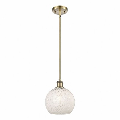 White Mouchette - 1 Light Stem Hung Mini Pendant In Modern Style-10 Inches Tall and 8 Inches Wide