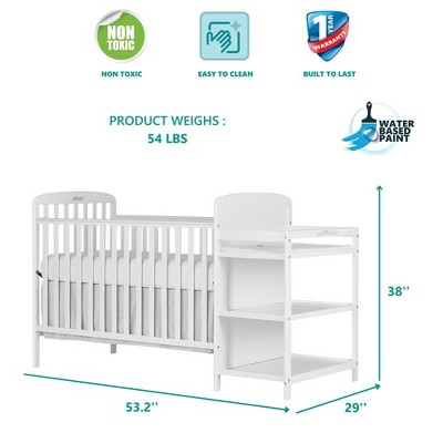 White 4-in-1 Full-Size Crib and Changing Table Combo