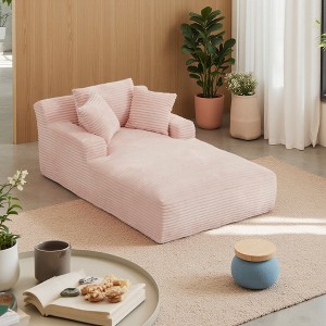 Oversized Corduroy Chaise Lounge Chair with Ergonomic Design - 1 of 3