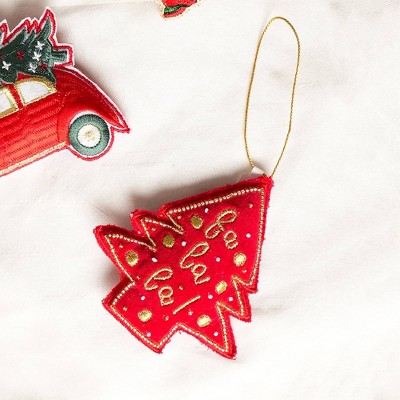SEVOBAL Tree Ornaments Set of 6 Christmas Cheer Hanging Ornaments Set of 6, Glittering Snowflake Christmas Tree Decorations, Multicolored, 5"*1.75"*5"