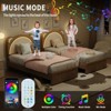 Twin XL Size LED Bed Frame with Storage Drawers,Adjustable Headboard with Bear Design,Soft Velvet Fabric Bed Frame for Kids,Solid Wood Slat Support - 4 of 4