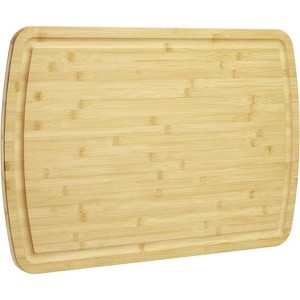 Extra Large Bamboo Cutting Board for Kitchen, Stove Top Cover Wood Butcher Block with Juice Groove for Meat Turkey Carving Charcuteries, 0.8" Th - 1 of 4