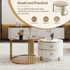 Okak Round Nesting Coffee Table Set of 2 Golden Iron Frame Table Set with Marble Grain Table for Living Room/Office, Space-Saving - 3 of 4