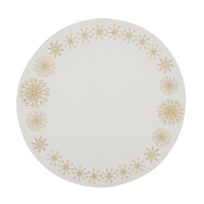 Saro Lifestyle Saro Lifestyle Embroidered Snowflakes Round Placemats (Set of 4), Gold, 14"