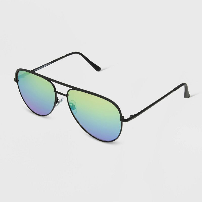Men&#39;s Matte Metal Aviator Sunglasses - Original Use&#8482; Black, 3 of 4