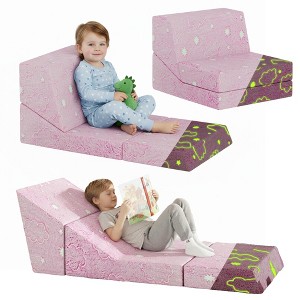 Hooseng Folding Sofa Bed Floor Mattress for Kids, Glow in Dark Kids Couch Fold Out, Toddler Futon Foldable Chair Bed, Convertible Toddler Floor Sofa - 1 of 4