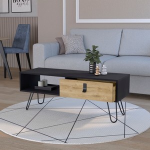 Black and Macadamia Hairpin Legs Coffee Table - 1 of 1