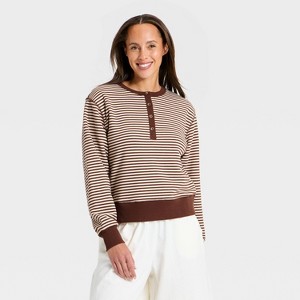 Women's Long Sleeve Henley Shirt - Universal Thread™ Multicolor