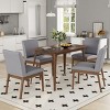 5 PCS Dining Set with Mid-Century Modern Design, Faux Wood Top Dining Table, 4 Upholstered Rubber Wood Frame Chairs with Cushions-Baofuwish - 2 of 4