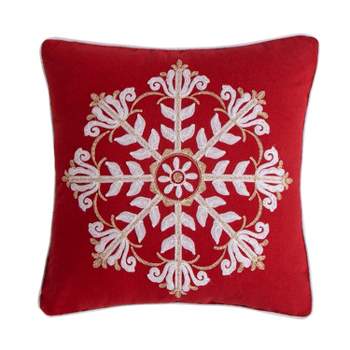 Levtex Home - Tinsel - Decorative Pillow (18X18in.) - We Wish You a Merry  Christmas - Green, Red, Brown, Yellow 