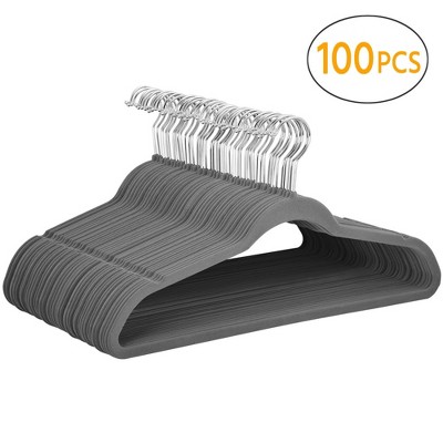Yaheetech 100pcs Velvet Hangers With Tie Bar Flocked Non Slip 360° Swivel Hook