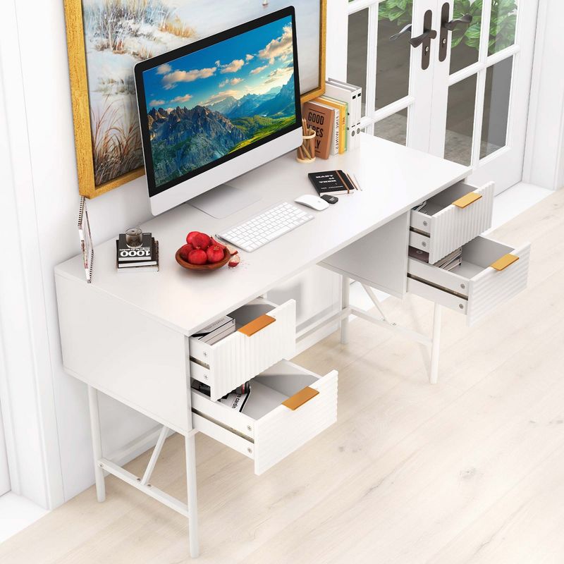 Costway 48" Computer Desk with 4 Drawers Storage Metal Frame Modern Study Writing Desk, 4 of 11