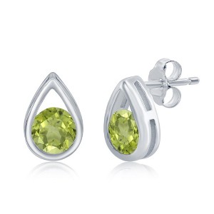 Simona Sterling Silver Birthstone Pear-shaped Studs - 1 of 2