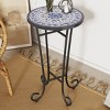 Syemin End Tables Patio Side Table with Shelf, Outdoor Round End Table with Weather Resistant Ceramic Tile Tabletop, Black, 14"*14"*23.25" - 4 of 4