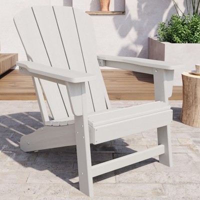 Modern HDPE Plastic Adirondack Chair - Oversize 380LB Poly Lumber Weather Resistant Firepit Chair - Outdoor Patio Chairs White