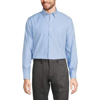 Lands' End School Uniform Men's Tailored Fit No Iron Solid Supima Cotton Pinpoint Buttondown Collar Dress Shirt