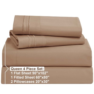 Taupe Queen Deep Pocket Microfiber 4-Piece Sheet Set