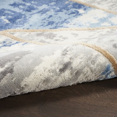 Elation Gray and Blue Geometric 5' x 7' Area Rug