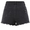 Womens Denim Shorts High Waisted Short Jeans Casual Summer Ripped Stretchy Jeans Shorts Frayed Raw Hem Denim Shorts - Black L - 2 of 4
