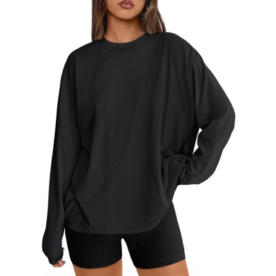 Oversized Long Sleeve T Shirts for Women Fall Winter Blouses 2025 Trendy Basic Crewneck Tees Casual Tunics Workout