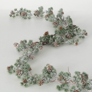 69"L Sullivans Artificial Frosted Pine Pinecone Christmas Garland, Green, Indoor Christmas Decor - 1 of 4