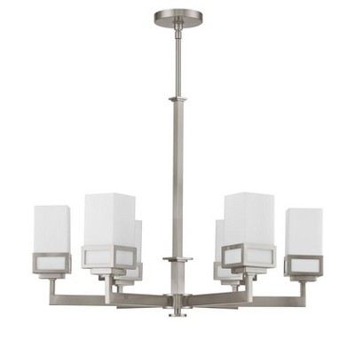 Brushed Nickel 6-Light Chandelier with Satin Opal Glass