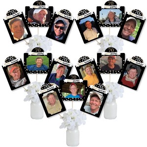 Big Dot of Happiness Adult 70th Birthday - Gold - Birthday Party Picture Centerpiece Sticks - Photo Table Toppers - 15 Pieces - 1 of 4