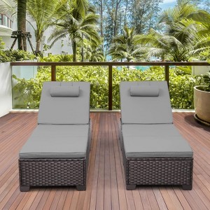 Lviden Outdoor PE Wicker Chaise Lounge Set - 1 of 3