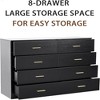QingMoon Large 8 Drawer Dresser, Wood Storage Dresser with Gold Handles and Sturdy Frame for Living Room, Bedroom - 3 of 4