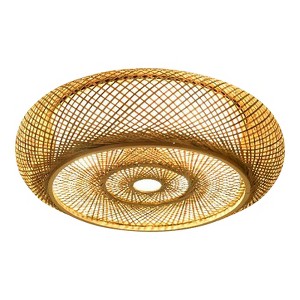 YIYIBYUS Vintage Bamboo Pendant Lamp Creative Flush Mount Ceiling Light Wood Color - 1 of 4