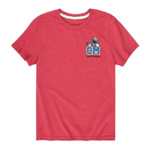 Boys' - Sesame Street - Cookie Monster Collegiate Short Sleeve Graphic T-Shirt - 1 of 4