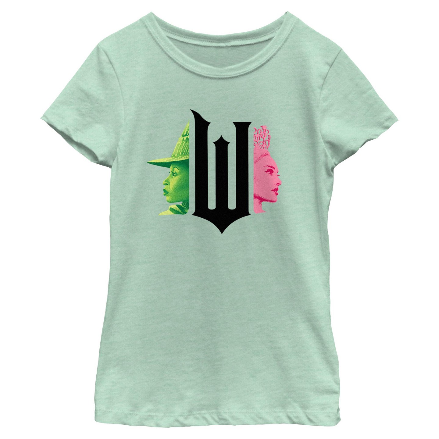 Футболка Wicked Elphaba and Glinda Black Logo T Shirt - Mint для девочек, цвет: Чёрный — фото 1