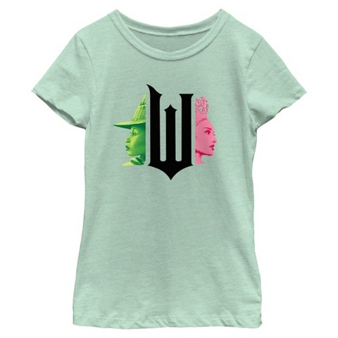 Футболка Wicked Elphaba and Glinda Black Logo T Shirt - Mint для девочек, цвет: Чёрный